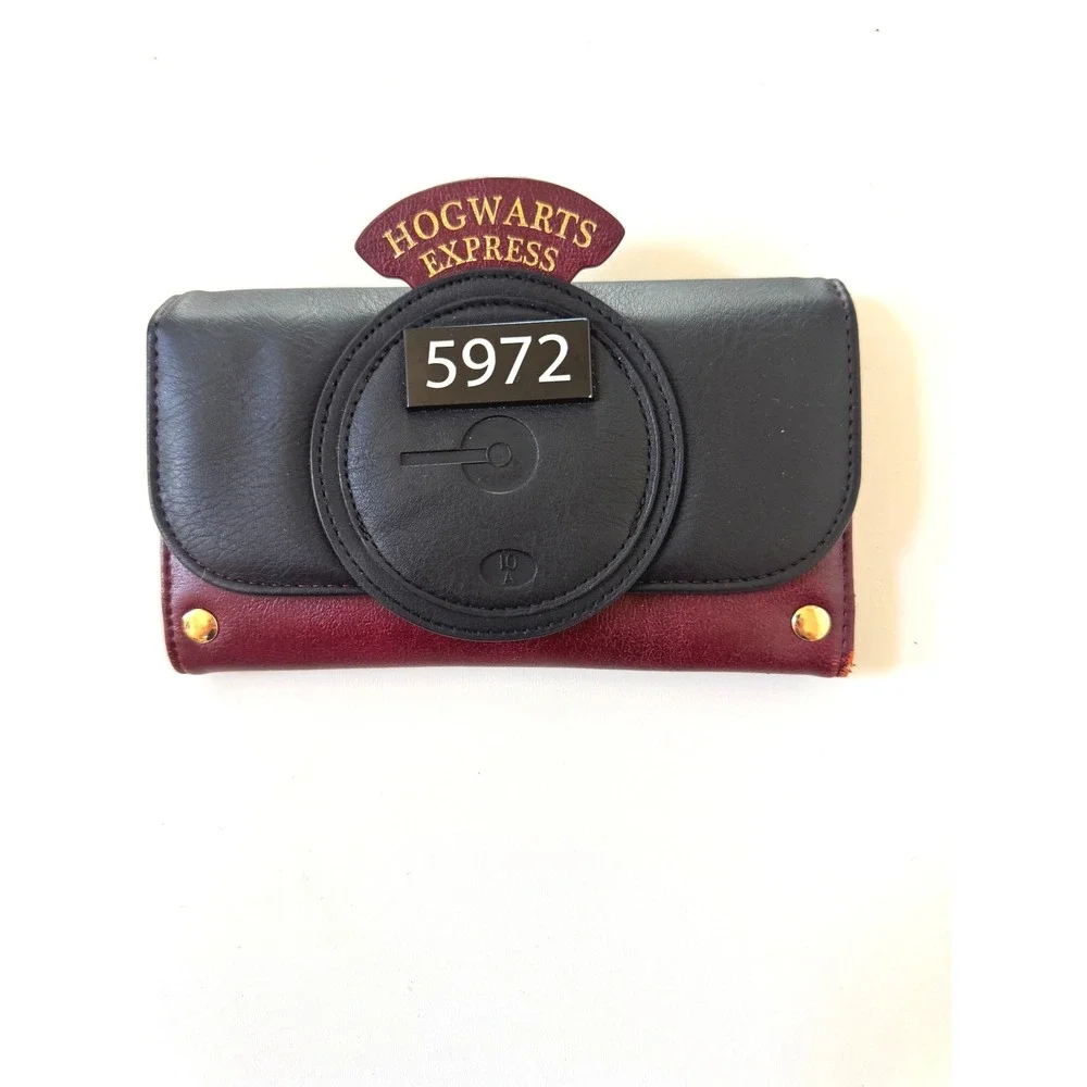 Harry Potter Hogwarts Express Platform 9 3/4 Clutch Wallet Burgundy Black Zip